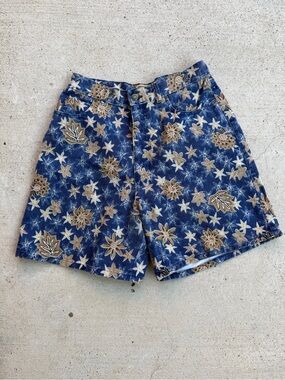 VTG Northwest Blue Floral High Rise Denim Mom Shorts USA Women’s 14 90s